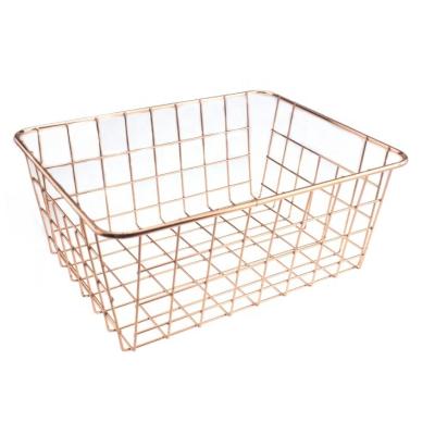 China Sustainable Household Iron Wire Mesh Basket Food Fruit Cosmetic Storage Wire Locker for sale