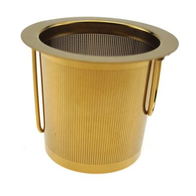 China Sustainable Gold Stainless Steel Tea Infuser For Making Tea With Handle for sale