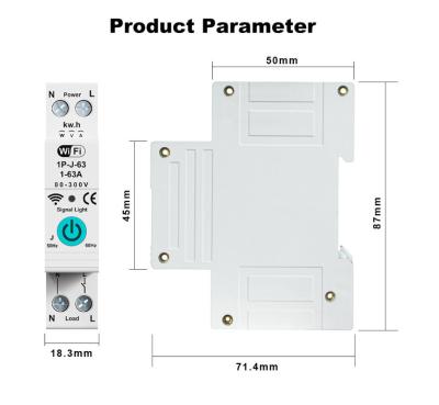 China Tuya WiFi Smart Circuit Breaker Switch Single Phase Metering Over Current Remote Mobile Control Timer multiple functions for sale