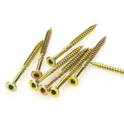 China Free Sample Yellow Galvanized Wood Screws Flat Set Flat Star Torx Drive Deck Head Screws For Wood for sale