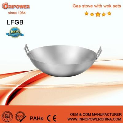 China Sustainable high quality 40cm diameter carbon steel wok, LFGB approval outdoor camping gas burner with carbon steel wok kit - item no. C320 for sale