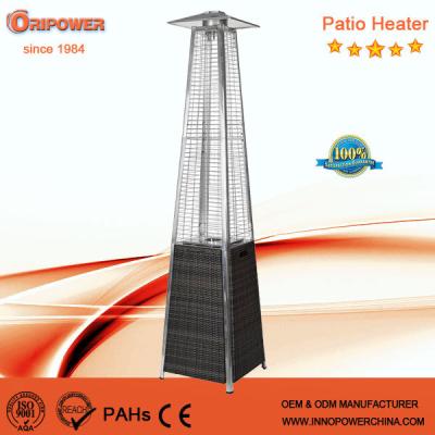 China Real Quartz Tube Glass Rattan Wicker Body Flame Pyramid Gas Heater for sale