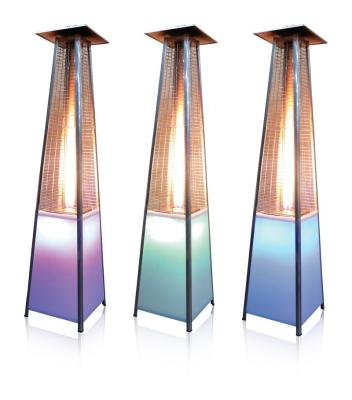 China Outdoor Real Flame Pyramid Gas Stored Decorative Patio Heater With LED Light For Garden Use for sale