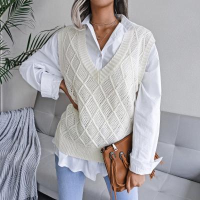 China wholesale Anti-wrinkle custom women argyle 1 piece demon slayer cricket xxl v neck sleeveless cashmere print women knit sweater vest pullover for sale