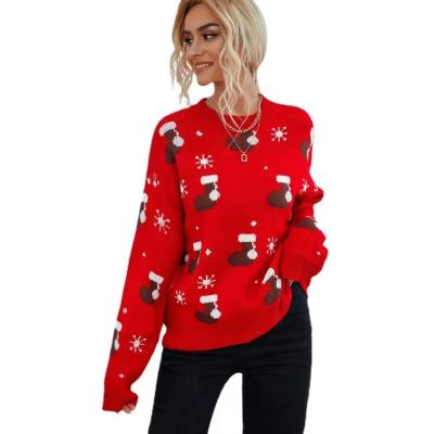 China Fashion Breathable Design And High Quality Red Christmas 2021 Suits Knitted Ladies Winter Sweaters for sale