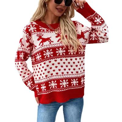 China Anti-wrinkle Knitwear Printing Long Sleeve Funny Christmas O-neck Knitting Pullover Sweater for sale