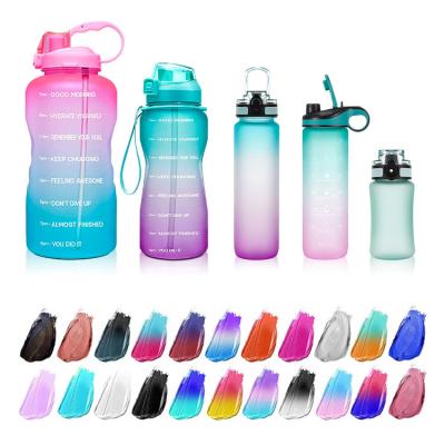 China 1L Portable Large Time Viable Reusable Plastic Marker Leakproof Frosted Motivational Tritan Water Bottle For Gym for sale