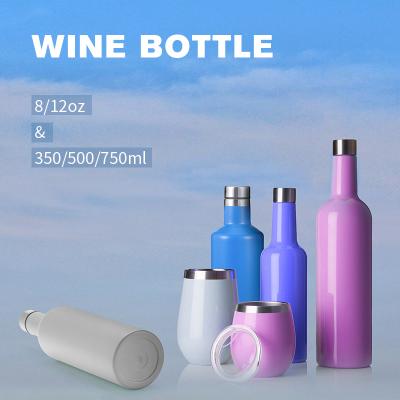 China Wholesale Everich 380ml/750ml Double Wall PORTABLE Vacuum Insulated Stainless Steel Wine Bottle for sale