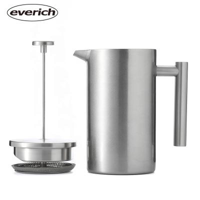 China Sustainable Double Wall 304 Stainless Steel Vacuum Insulated Tea Brewer Pot French Press Coffee Maker for sale