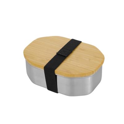 China Custom Freshness Keeping Logo Food Container Bento Lunch Box 304 Stainless Steel Lunch Box With Bamboo Lid for sale