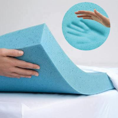 China Foldable 40D Medium Density Cooling Blue Gel Memory Foam Mattress Topper Sheet for sale