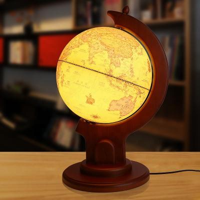 China Retro/Classic Antique World Hot Selling Decorative Desktop Rotating Educational Globe With Wooden Base Earth Globe for sale