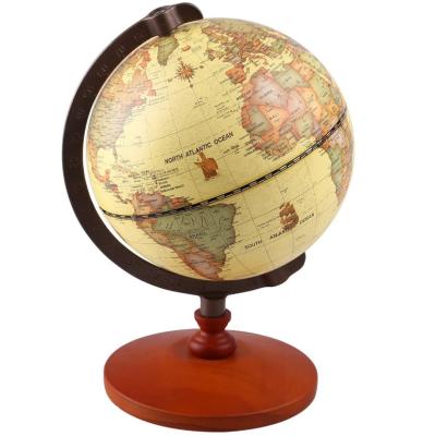 China Teaching and Decoration 6 Inch Mini Vintage World Antique Globe Decorative Earth Geography Desktop Rotating Tellurion with Wooden Base for sale