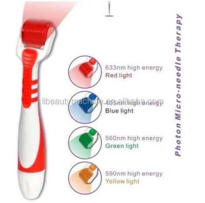 China Anti Hair Removal LED Photon Vibrating Titanuim 540 Micro Needles Derma Roller Skin Therapy for sale