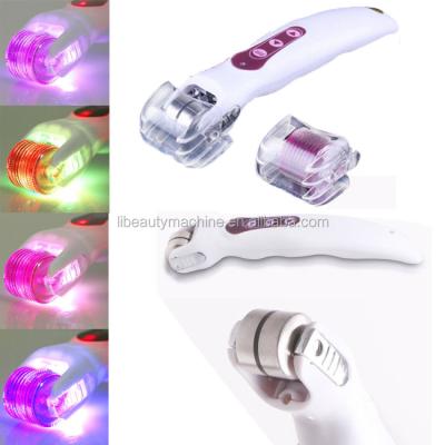 China Galvanic Vibrating Roller Microneedle Derma Kit Factory Direct Wholesale Light Derma Roller Anti Hair Removal 4 Colors Photon Led Therapy Roller for sale