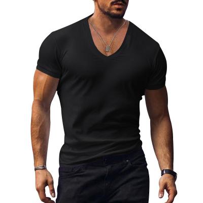 China 2023 New Style Custom Logo Multiple Color Custom Logo T-shirt Men's V-Neckline Slim Fit T-Shirt 2023 Quick Dry Quick Dry for sale