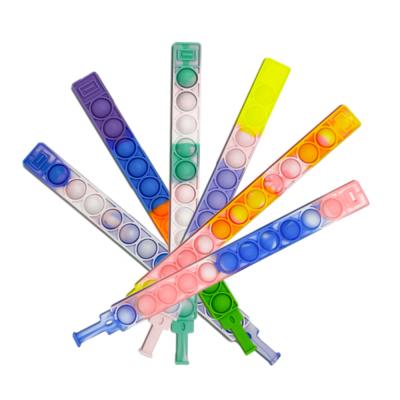 China Relieve Stress Ready To Ship Hot Selling Stress Relief Silicone Rainbow Buster Bracelets for sale