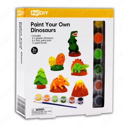 China Propylene Gypsum DIY Arts and Crafts Toys Drawing Educational Toy Paint Your Own Dinosaur Figures with Paint Brush and Dye for sale