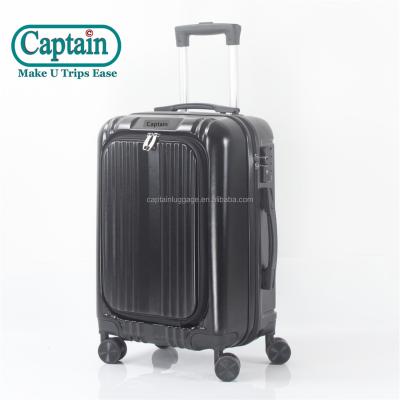 China Custom Travel Luggage Fashion Trolley Luggage Smart Rolling Carry On Suitcase With Front Pocket for sale