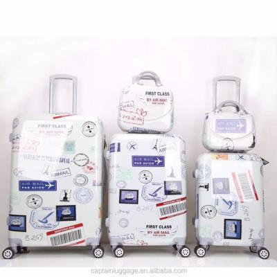 China Hot New Fashionable OEM Printing Suitcase Trolley Case ABS/PC Printed Travel Spinner Luggage Bag for sale