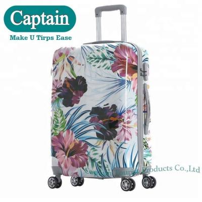 China Fashionable Flower Printed ABS+PC Film Trolley Luggage for sale