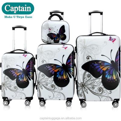 China Fashionable 4 Pcs Butterfly Hardshell Suitcase Spinner Set - With Lock & Beauty Case 360 ​​Casters for sale