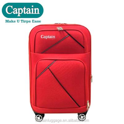 China Fashionable Red Fabric Polyester Trolley Luggage Suitcase , Fabric Wheeled Luggage for sale