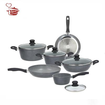 China Sustainable Food Grade Aluminum Material 7 Pieces Non Stick Outdoor Cooking Pot / Cookware for sale