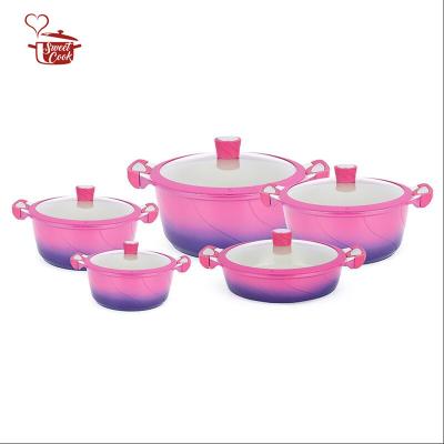 China Sustainable 5pcs die casting aluminum cookware set home kitchen appliance for sale