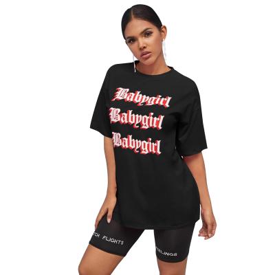 China New Arrival Fashion Simple Casual Anti-pilling Letter Print Round Neck Oversized T-Shirt for sale