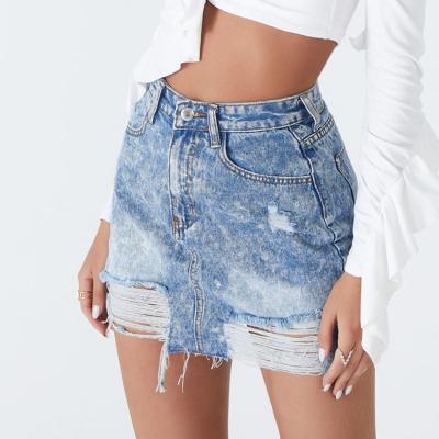 China Anti-wrinkle style denim skirt ladies summer snowflake fringe cut offs shorts chic hip skirt for sale