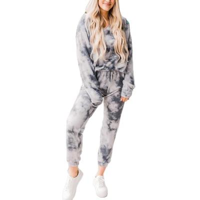 China New Two Piece Long Sleeve Homewear Hit Breathable Printing Color Homewear Pants Suit For Women for sale