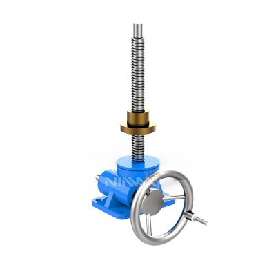 China Power Transmission Manual crank Blue Color high Low Speed Flange Type Worm Drive Screw Jack for sale