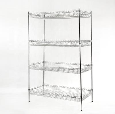 China Wire Mesh Shelf Stainless Steel Kitchen Storage Rack Sustainable Wire Shelving for sale