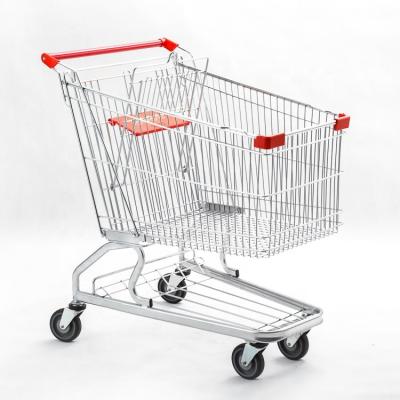 China Eco - Friendly 125L Supermarket Trolley Shopping Metal Trolley With 4 PU Wheels for sale