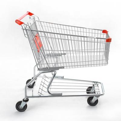 China 210L Eco - Friendly Supermarket Chrome Plated Unfolding Metal Shopping Trolley Shopping Cart for sale