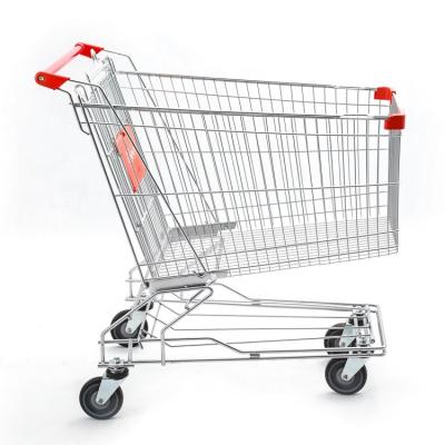 China Durable Asian Style 100L Wire Mesh Supermarket Cart Shopping Trolley Trolley for sale