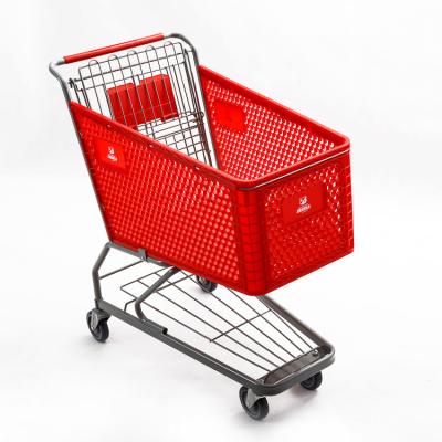 China Fashionable Plastic Unfolding Basket 165L Metal Shopping Trolley Trolley For Store for sale