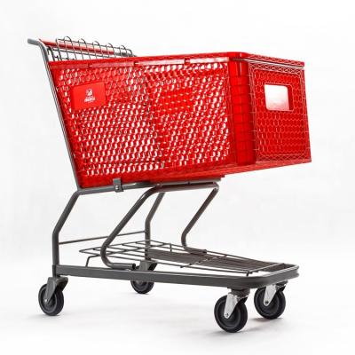 China Durable Hot Selling New Products 210L Plastic Supermarket Trolley Shopping Cart Carts With Custom Logo for sale