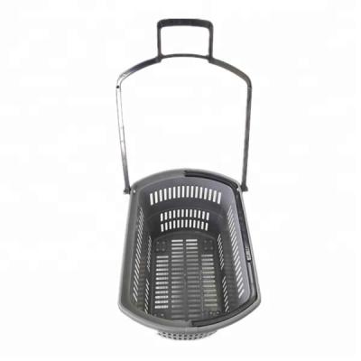 China Eco - Friendly Shopping Basket Supermarket Store Trolley Plastic Baskets With Wheels for sale