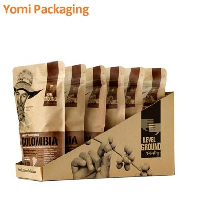 China Food Grade Custom Flat Bottom Coffee Paper Pouch Packaging Bags for sale