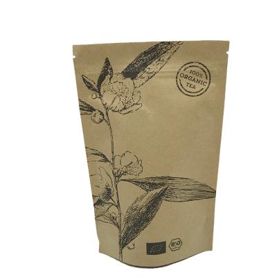 China Security Custom Stand Up Coffee Packaging Kraft Paper Pouches Zipper Bag for sale