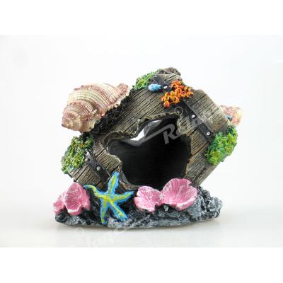 China Viable Cave Resin Aquarium Barrel Ornament Broken Landscape Decor for sale