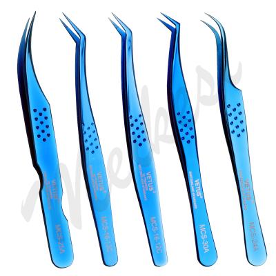 China Eyelash Extension Private Label Eyelash Extension Stainless Steel Anti-Static Volume Testing Customized Logo Lash Tweezer for sale