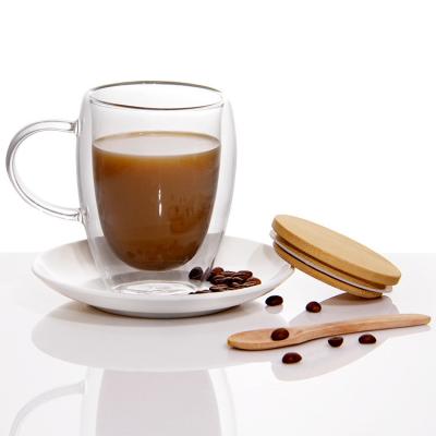 Cina Coppe di latte a doppia parete da 12 oz a 16 oz di borosilicato di vetro, tazza da tè per barbecue. in vendita