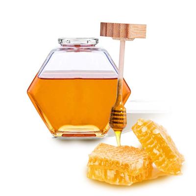 China Wholesale Free Sample Hexagonal 220ml 380ml Honey Jar with Dipper and Wooden Lid for sale