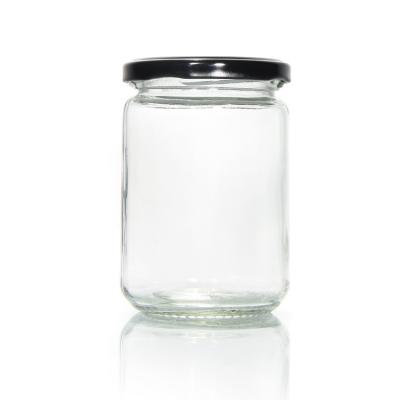 China Jar de vidrio de alta calidad personalizado Jar de almacenamiento de grado alimenticio con tapa de aluminio en venta