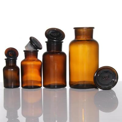 China Leeg groots Amber Apothecary Glas Reagent Fles Voor Liquid Solid Powder Geneeskunde Te koop