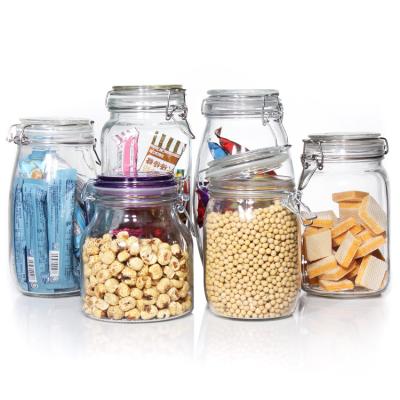 China Wholesale Glassware Clear Spice Coffee Cookie Glass Jar Glass Food Storage Jar With Seal Glass Lid for sale