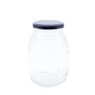 China Round Shape Sealed Jar Clear Glass Honey Jar Food Grade Storage Honey Container for sale